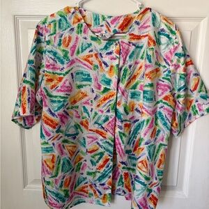 Multicolor Abstract Print  Top vintage notations